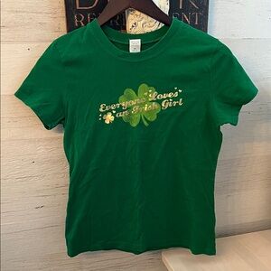 Women's Green Graphic Tee with Irish Theme